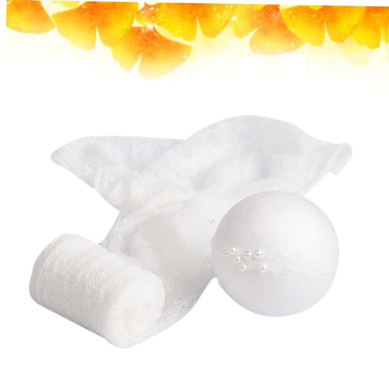 White Toyvian Mohair Wrap With Headdress for Newborn Photoshoot - Image 5