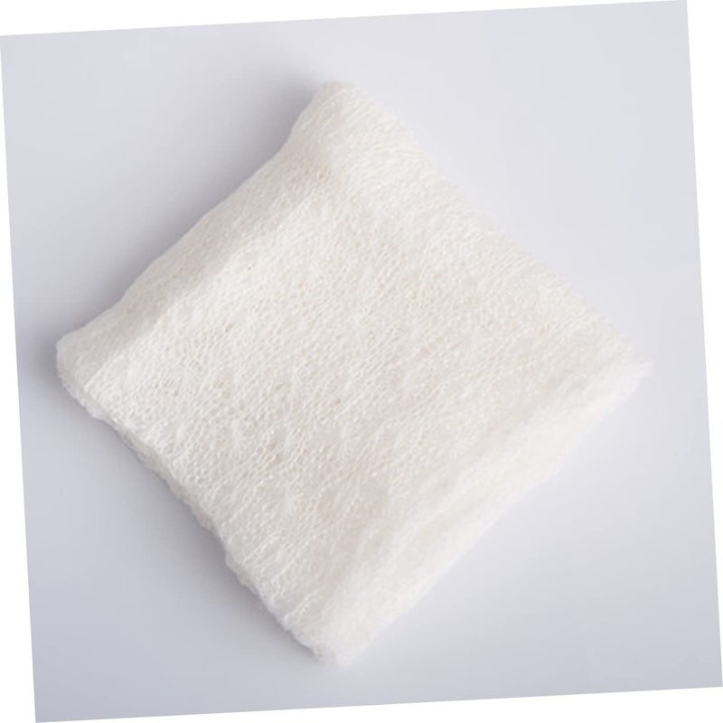White Toyvian Mohair Wrap With Headdress for Newborn Photoshoot - Image 3