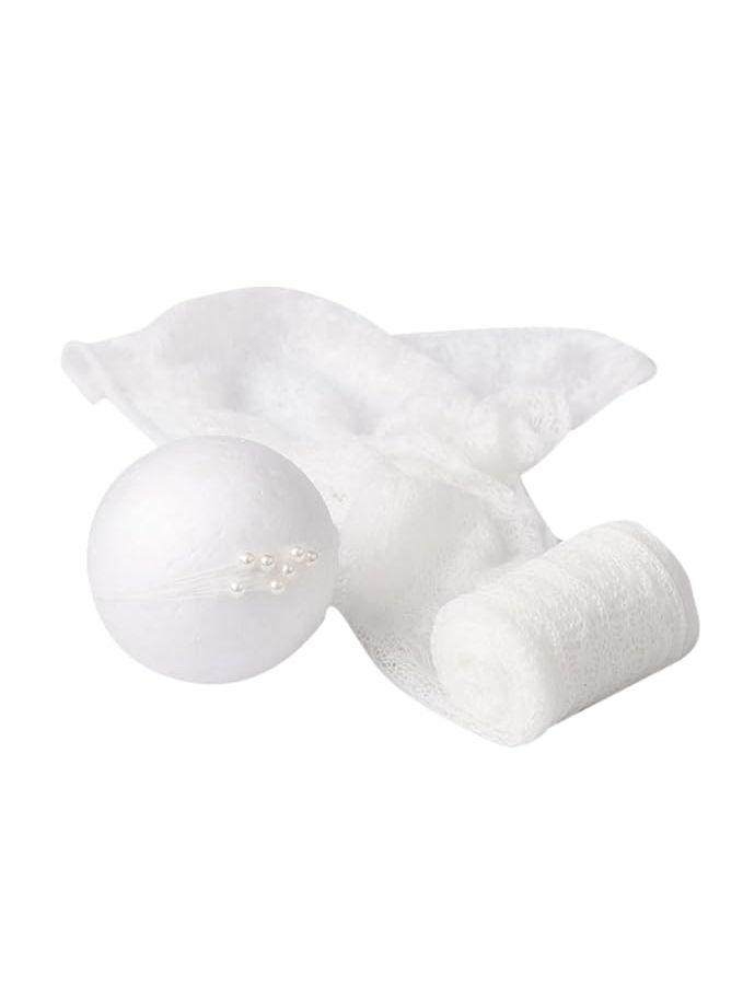 White Toyvian Mohair Wrap With Headdress for Newborn Photoshoot - Image 1