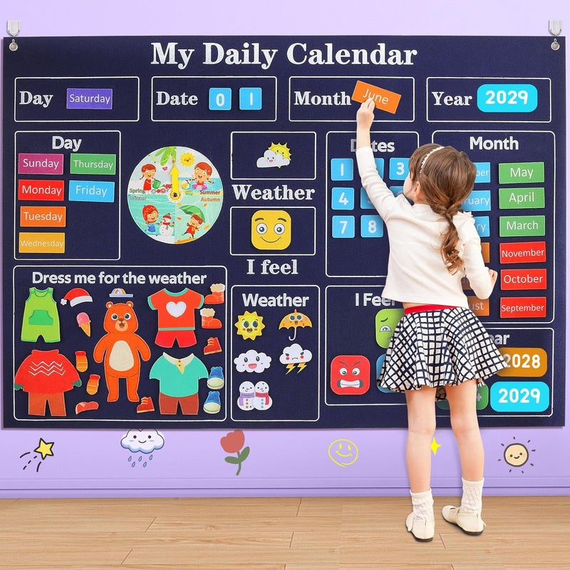 Coosilion My First Daily Calendar-Preschool Classroom Must Haves, Circle Time Learning Center, Days of the Week Chart for Toddlers Learning, Classroom Calendar for Kids, 3.3Ft Felt Board for Toddlers - Image 1