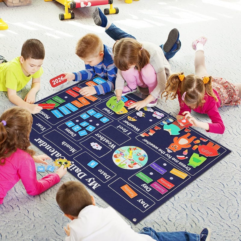 Coosilion My First Daily Calendar-Preschool Classroom Must Haves, Circle Time Learning Center, Days of the Week Chart for Toddlers Learning, Classroom Calendar for Kids, 3.3Ft Felt Board for Toddlers - Image 3