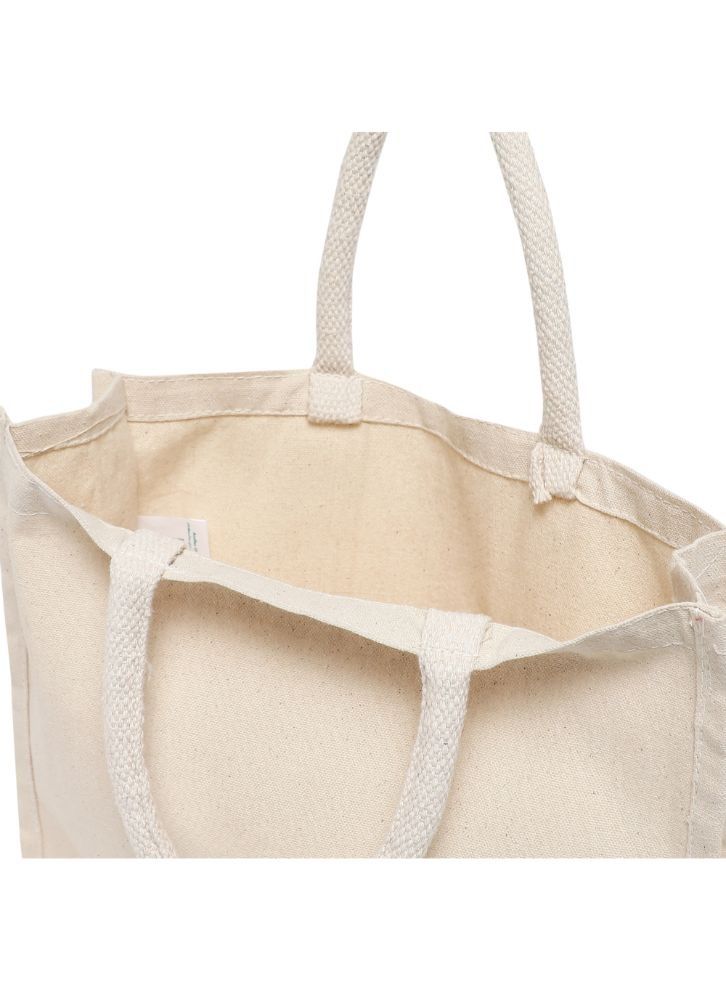 BYFT Canvas 8 Oz Tote Bags with Gusset (Natural) Reusable Eco Friendly Shopping Bag (33.02 x 10.16 x 33.02 Cm) Set of 24 Pcs  - Image 4