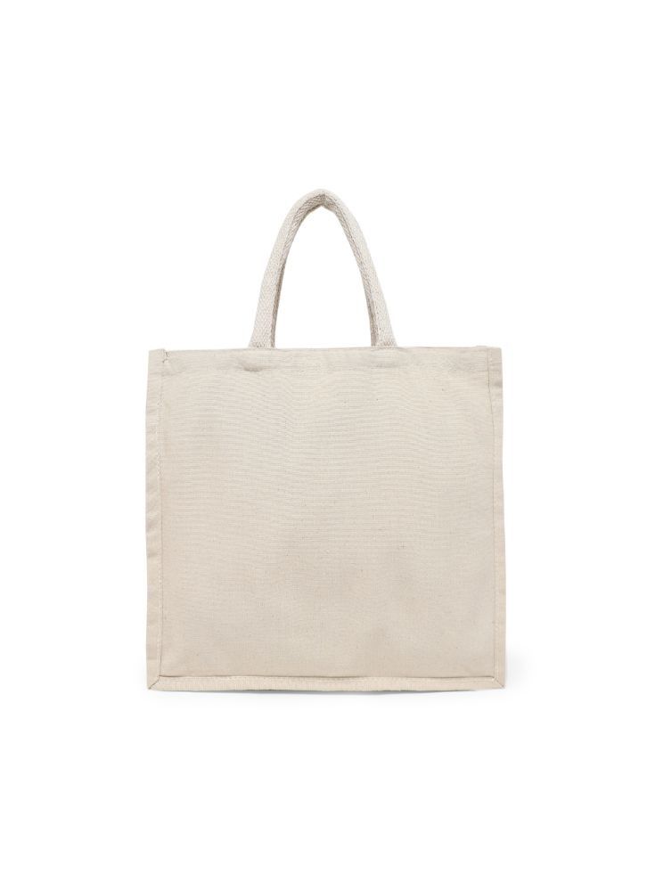 BYFT Canvas 8 Oz Tote Bags with Gusset (Natural) Reusable Eco Friendly Shopping Bag (33.02 x 10.16 x 33.02 Cm) Set of 24 Pcs  - Image 1