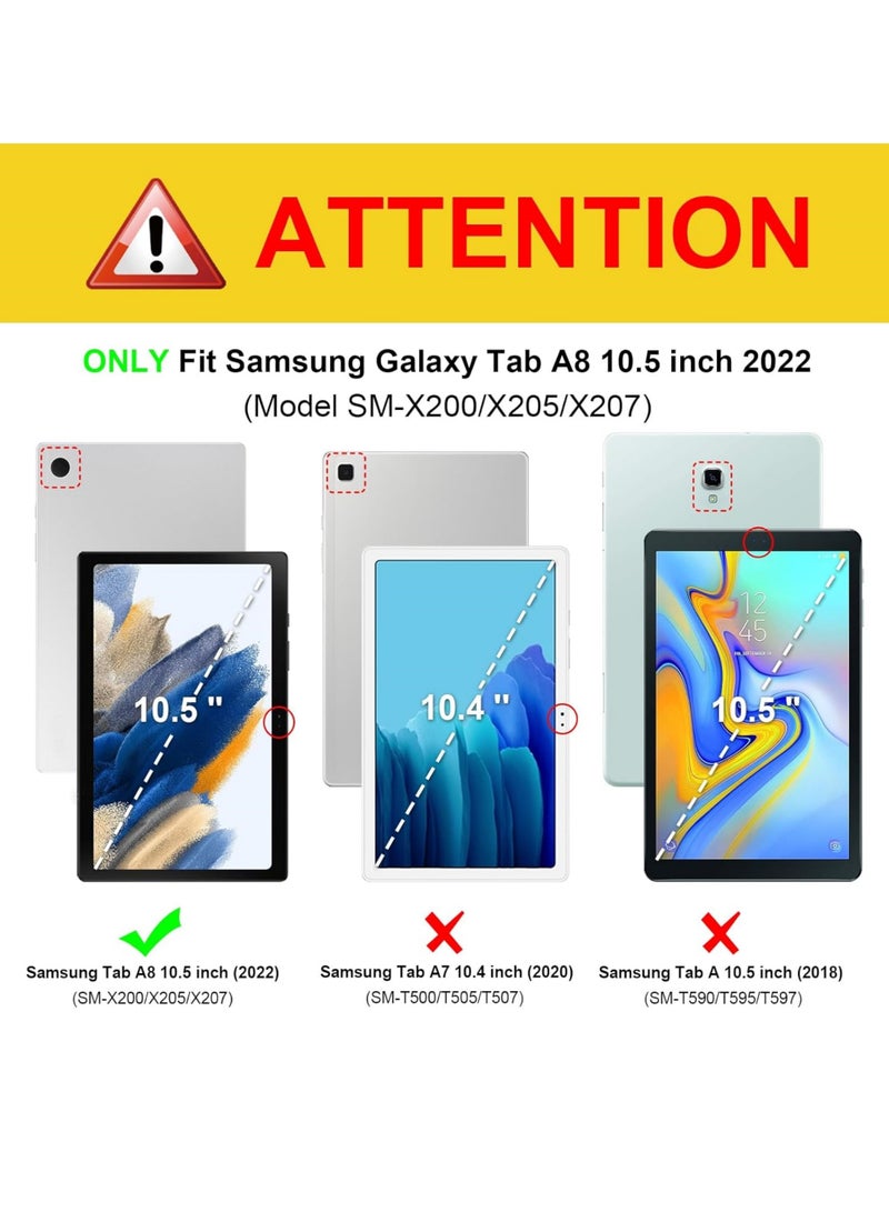 روك بو حافظة لجهاز Samsung Galaxy Tab A8 مقاس 10.5 بوصة 2022 (SM-X200/X205/X207) حافظة حماية رفيعة مع حامل واقٍ، مع عرض متعدد الزوايا وخاصية الإيقاظ/النوم التلقائي - Image 2