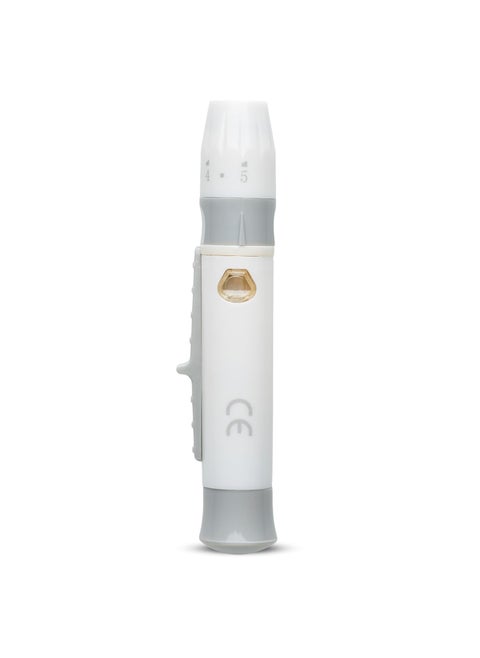 One Step Lancing Device Pen, 5 Depth Settings, Less Pain Design, Blood Sampling Pen, Accurate Blood Sample, Use with Twist Top Lancets, Blood Sugar Level Monitoring Glucose Testing, Lancing Tool
