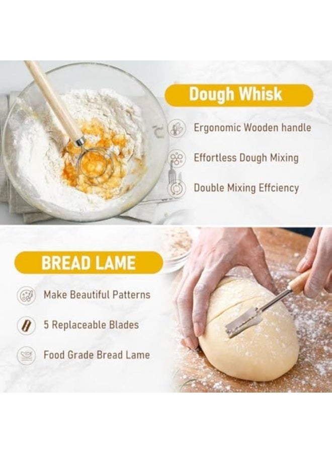 Arabest Bread Banneton Proofing Basket Set, 9" Round and 10" Oval Sourdough Bread Baking Supplies, Sourdough Baskets with Bread Lame, Bowl Scraper, Sourdough Scraper, Complete Sourdough Starter Kit for Professional and Home Bakers - Image 3