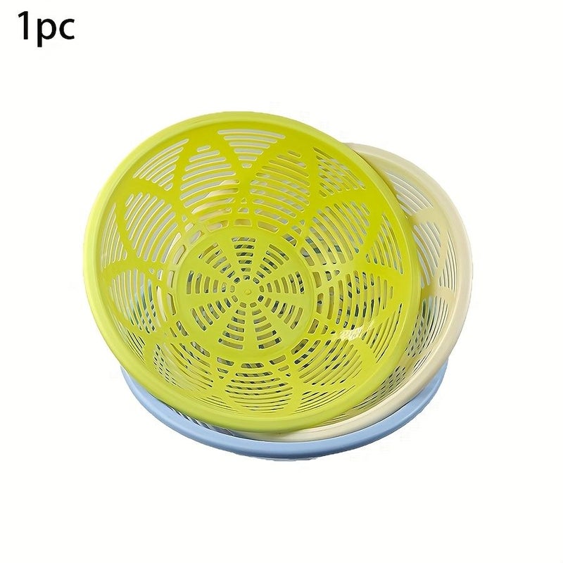 1pc Sky Blue Plastic Vegetable Drainage Basket Home Kitchen Sieve - Image 1