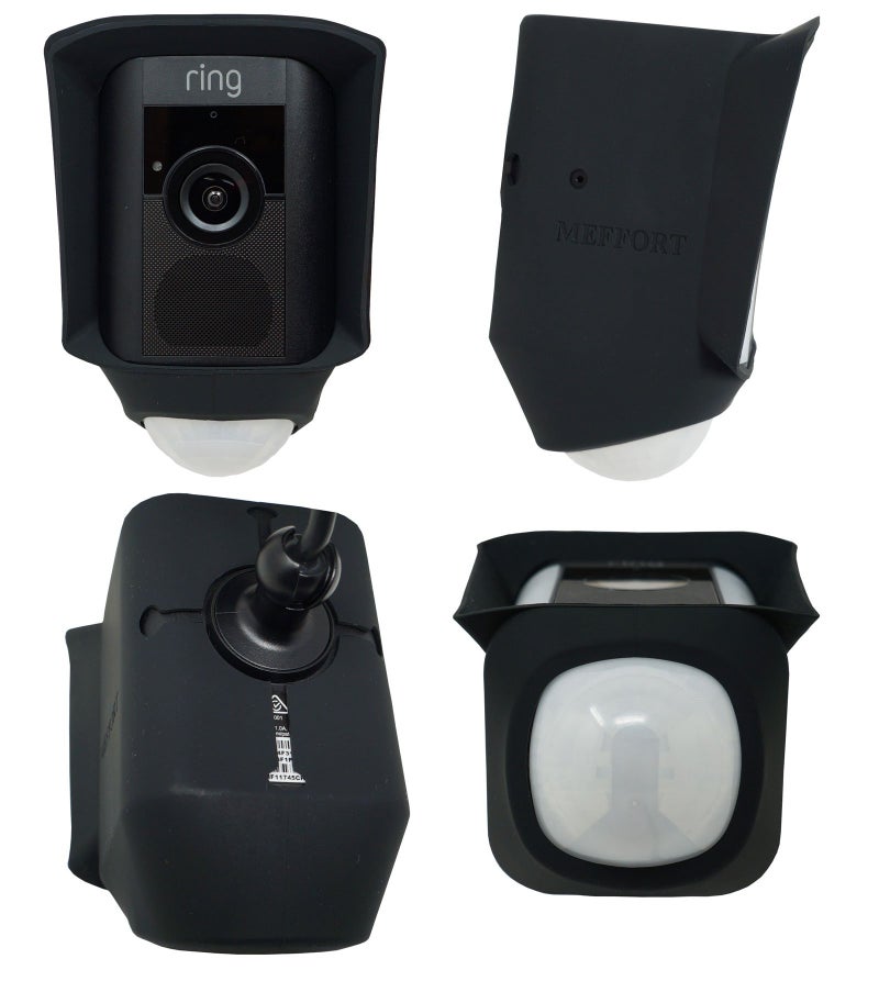 Meffort Inc Silicone Skin Case Cover Compatible with Ring Floodlight Cam Wired Plus, Floodlight Camera - Sun Glare, UV & Weather Protection Skins Cover (2 Pack, Black) - Image 3