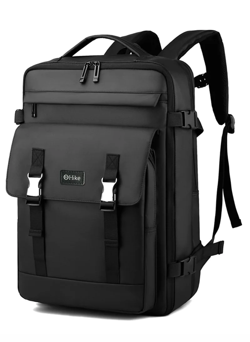 هايك Hike Unisex Expandable Laptop Backpack Water Resistant Daypack with Separate Laptop Compartment for Travel/Business/College, HK63011-1 - BLACK