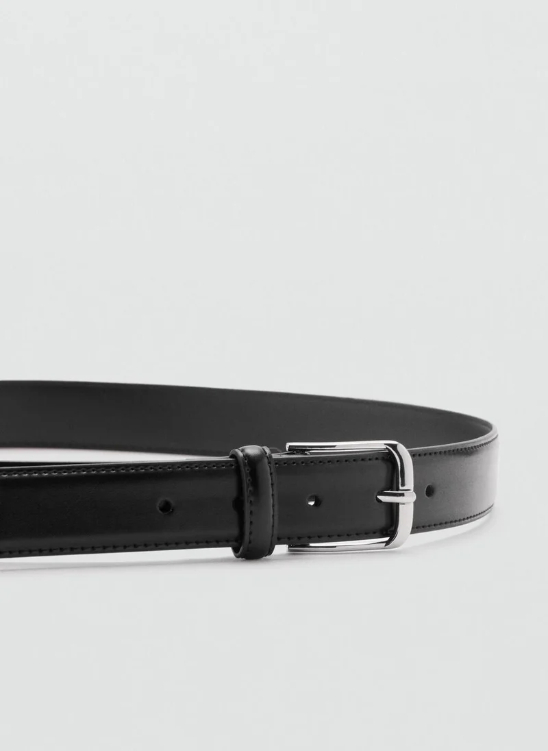 Mango Man 99-NEGRO Buckle Leather Belt for Men | Best Price UAE