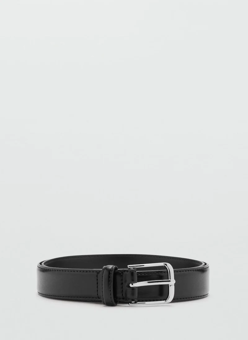 Mango Man Buckle Leather Belt