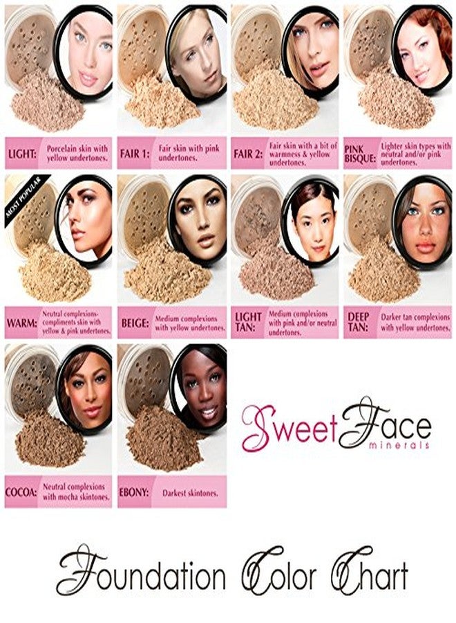 Sweet Face Minerals FOUNDATION SAMPLER (5 SHADES) Mineral Makeup Sample Size Jars Matte Loose Powder Bare Face Cosmetics Full Coverage Long Lasting All Skin Types SPF 18 - Image 3