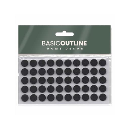Basic Outline Cabinet Bumpers Furniture Bumpers Kitchen Cabinet Door Stoppers Sound Dampening Rubber Bumpers Made of Soft Eva Rubber for Quiet Drawer Close Anti Slam Cushion Rubber feet Pads 10 mm (50 pcs, Black) - Image 1
