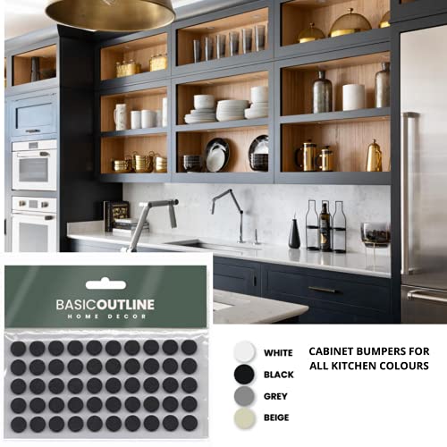 Basic Outline Cabinet Bumpers Furniture Bumpers Kitchen Cabinet Door Stoppers Sound Dampening Rubber Bumpers Made of Soft Eva Rubber for Quiet Drawer Close Anti Slam Cushion Rubber feet Pads 10 mm (50 pcs, Black) - Image 2