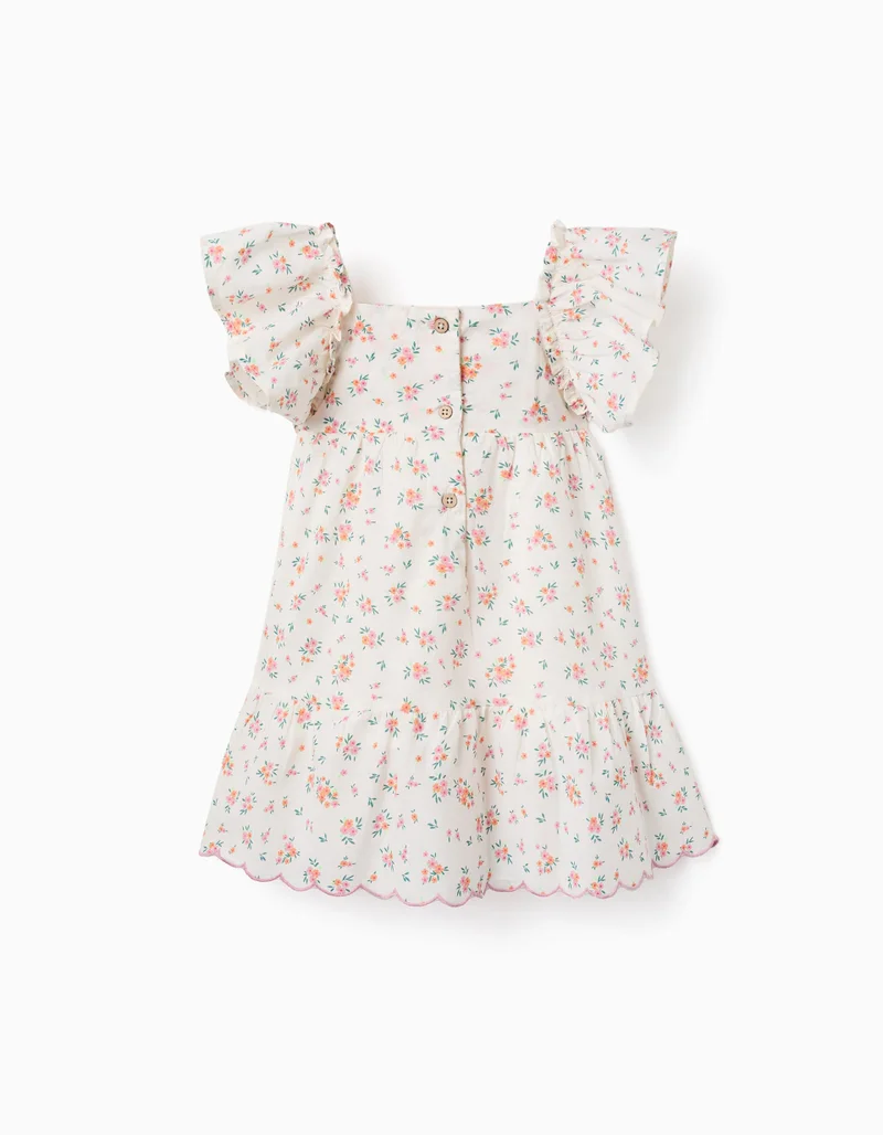 Ziddy Cotton Dress With Floral Pattern And Ruffles