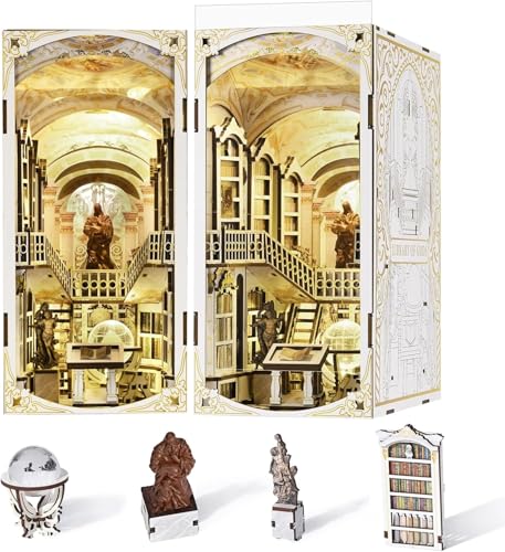 CCCDF Book Nook Kit DIY Miniature Dollhouse Booknook Kit 3D Wooden Puzzle Bookend Bookshelf Insert Decor with LED Light for Teens and Adults Library of Gods - Image 1