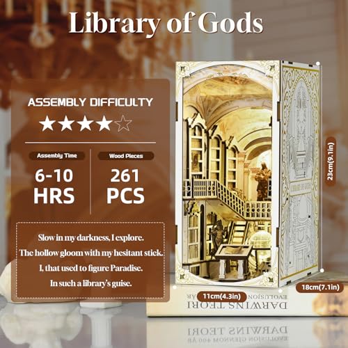 CCCDF Book Nook Kit DIY Miniature Dollhouse Booknook Kit 3D Wooden Puzzle Bookend Bookshelf Insert Decor with LED Light for Teens and Adults Library of Gods - Image 5