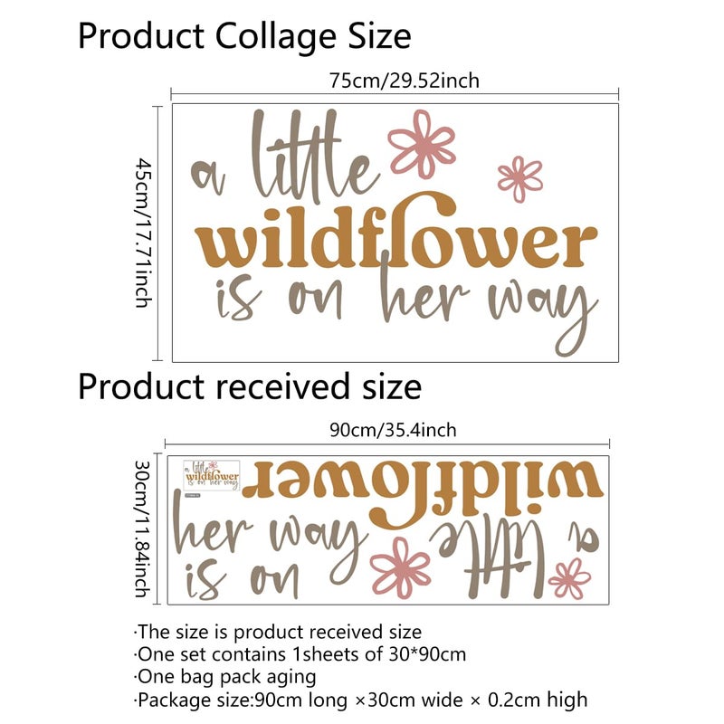 FUTNH A Little Wildflower is On Her Way Wall Decalï¼ŒFloral Theme Baby Party Decal Signï¼ŒGender Reveal Party Signï¼ŒBoho Floral Baby Shower Wall Stickersï¼ŒWildflower Balloon Arch Backdrop Stickers - Image 4