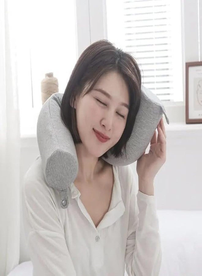 Lemoza Twist Pillow Foam Travel Pillow for Airplane Bus Train Journeys | Flexible Neck Support Pillow for Travelling | Compact and Lightweight Airplane Pillow | 1 Piece - Image 4