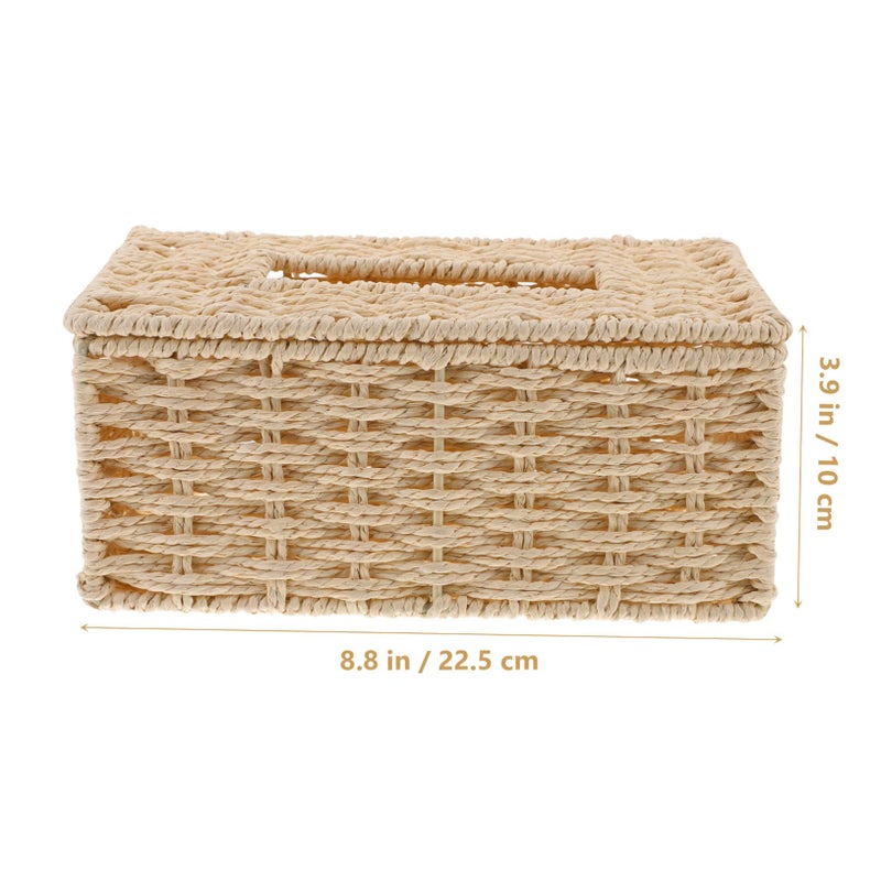 Natural Jute Paper Rope Woven Tissue Box Holder For Living Room Hotel Office Decor - Image 3