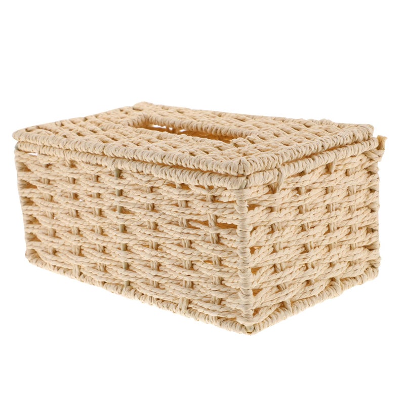 Natural Jute Paper Rope Woven Tissue Box Holder For Living Room Hotel Office Decor - Image 2