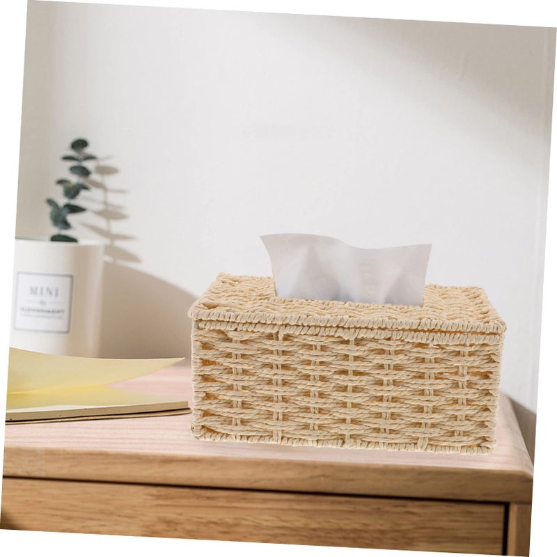 Natural Jute Paper Rope Woven Tissue Box Holder For Living Room Hotel Office Decor - Image 5