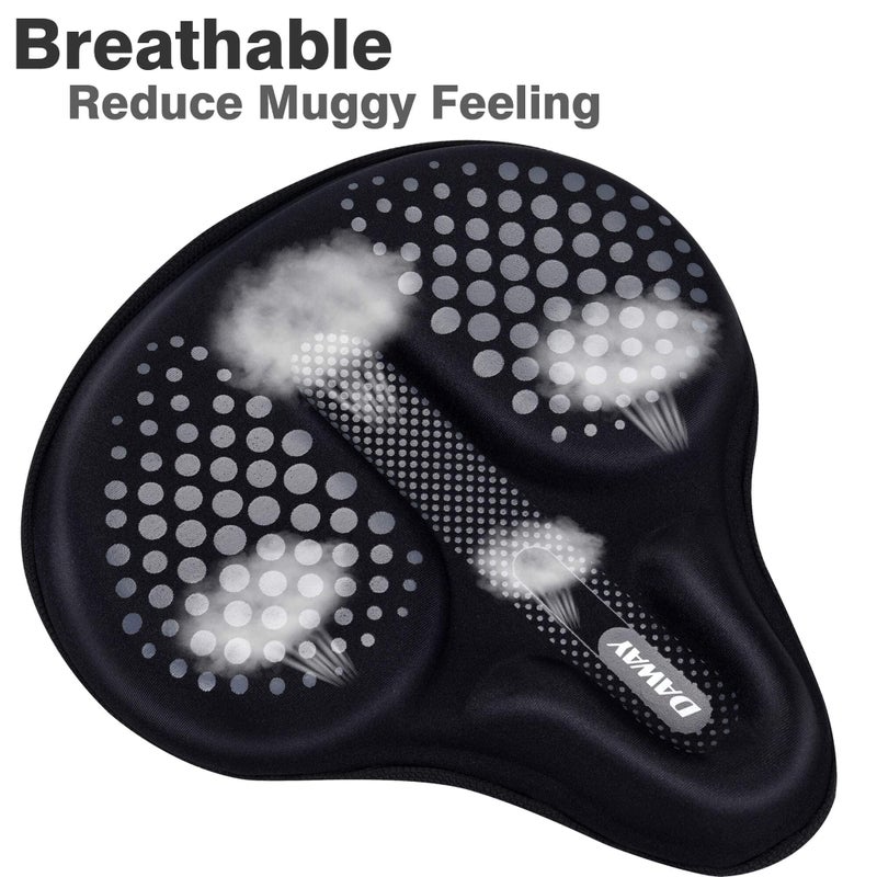Daway C6F Comfortable Bike Seat Cover - Large Wide Gel & Foam Padded Bike Seat Cushion For Women Men  Comfort  For Peloton  Stationary Exercise  Mountain And Cruiser Bicycle Saddles  Soft - Image 4