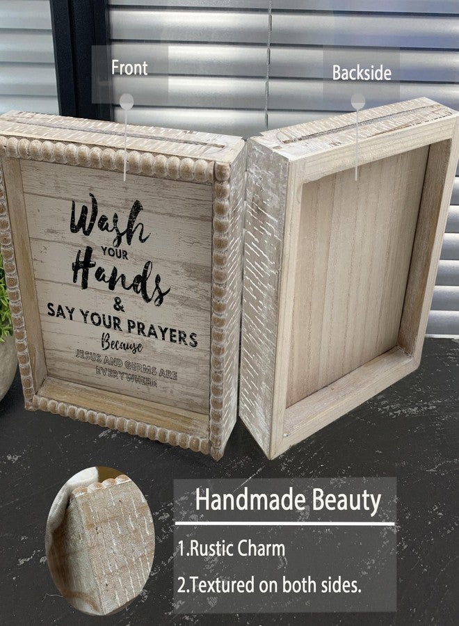 ZLFart Boho Style Wooden Frame Bathroom Decorative Signs, Funny Small Bathroom Plaque, Bathroom Shelf Decor with Bathroom Rules (Wash Your Hands) - Image 5