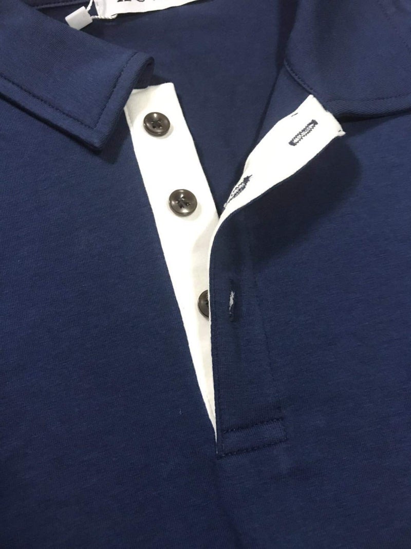 KUYIGO Men's Short Sleeve Polo Shirts Casual Slim Fit Basic Designed Cotton Shirt Small Navy - Image 5