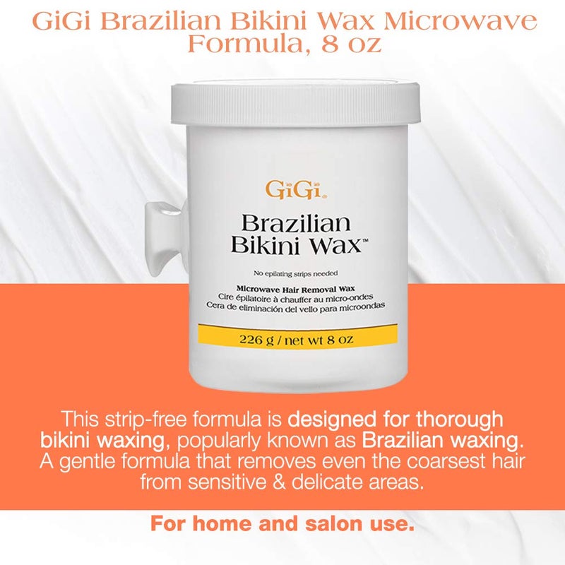 GiGi Brazilian Bikini Wax Microwave Formula, Painless, Residue-Free Hard Wax for Coarse Hair, Perfect for Sensitive Areas, 8 oz, 1-pack - Image 2