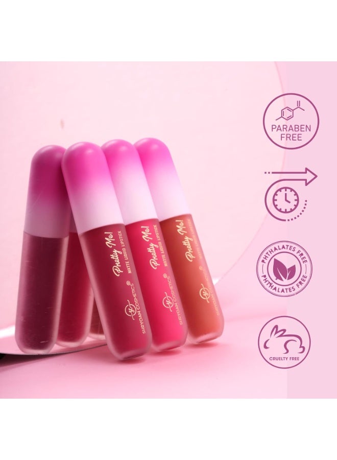 Shryoan Pretty Me! 2 Liquid Lipstick & 1 Lip Gloss | Transfer Proof & Highly Pigmented| Waterproof & Smudge-Proof | Pack of 3 | 6ml (Each) (Shades of Nude, Pack OF 3) - Image 2