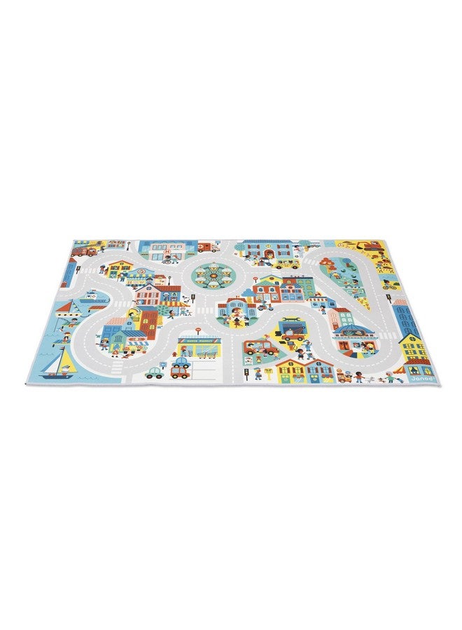 Janod - Children's Car Rug - City Theme - Soft & Non-Slip - Urban Pattern - Play Rug for Girls & Boys' Bedrooms - 120 x 78cm - Hand Washable - from 2 Years Old - J05910 - Image 3