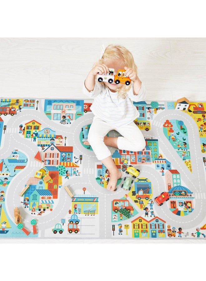 Janod - Children's Car Rug - City Theme - Soft & Non-Slip - Urban Pattern - Play Rug for Girls & Boys' Bedrooms - 120 x 78cm - Hand Washable - from 2 Years Old - J05910 - Image 5