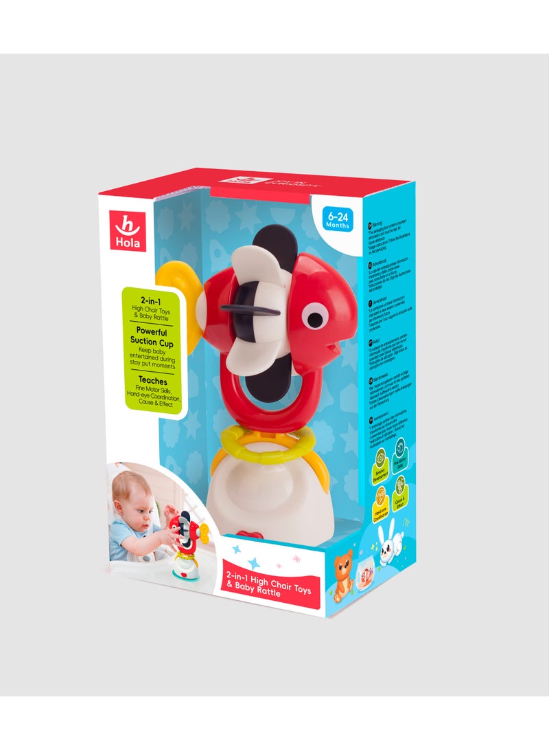 Hola 2in1 Highchair Toys & Baby Rattle Toys Fish, Mealtime Toys, Teething Relief, Fine Motor Skills, Bright Colors, Sensory Toys, Baby Toys, Teether, Baby Rattle, Animal Rattle, Suction Toys 6M+ - Image 2