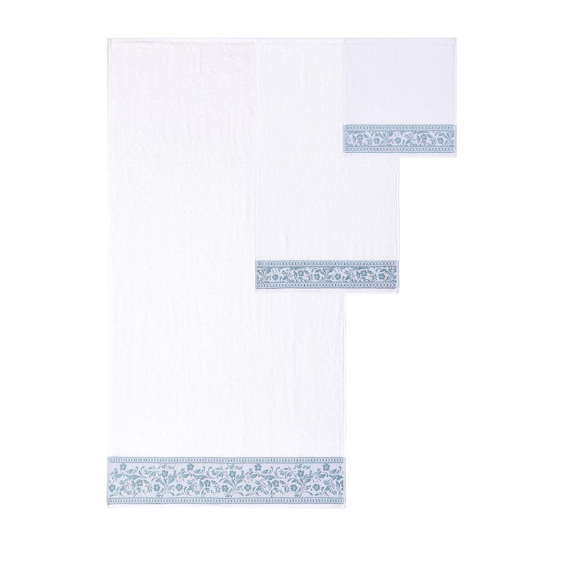 Modern Threads Allie 6-Piece 100% Cotton Towel Set â€“ Jacquard Floral Border â€“ Includes 2 Bath Towels, 2 Hand Towels, 2 Washcloths â€“ Absorbent, Quick Dry, Soft & Durable â€“ Light Blue - Image 5