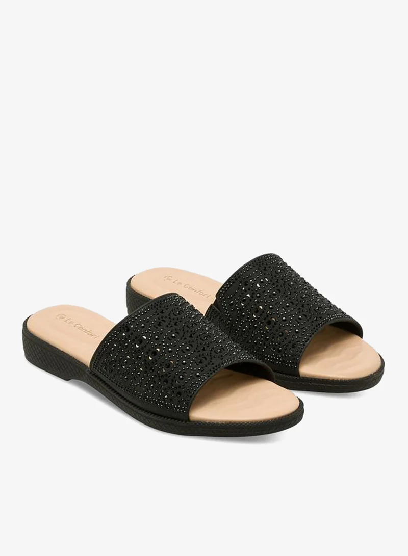 لو كونفورت صنادل نسائية مزينة ومفرغة سهلة الارتداء مجموعة رمضان