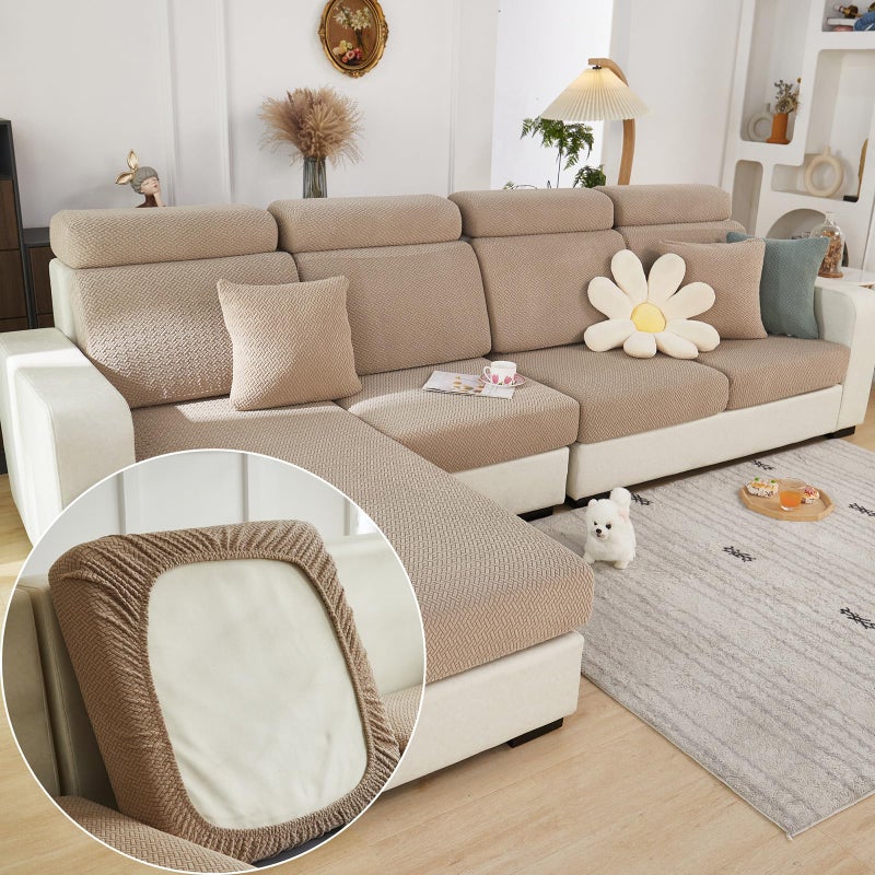 Yoovat Magic Sofa Covers Magic Sofa Couch Covers 2024 New WearResistant Universal Sofa Cover Stretch for Sectional Slipcovers TextureLight CoffeeExtra Large Single Seat Cover
