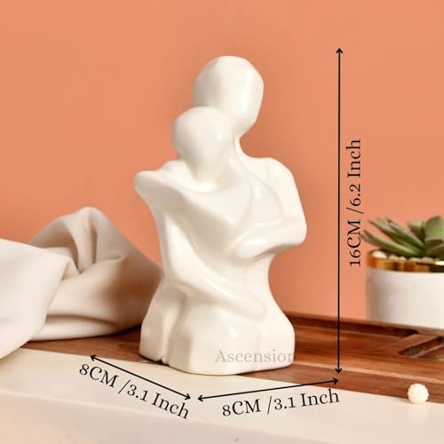 ascension Hugging Couple Sculptures Ceramic Romantic Couple Statue Family Figurine Decorative Showpiece for Valentine Gift Living Room House Warming Anniversary Birthday Office & Home Decor - Image 2