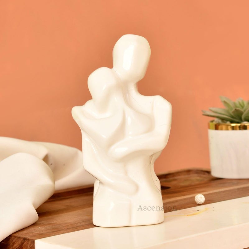 ascension Hugging Couple Sculptures Ceramic Romantic Couple Statue Family Figurine Decorative Showpiece for Valentine Gift Living Room House Warming Anniversary Birthday Office & Home Decor - Image 5