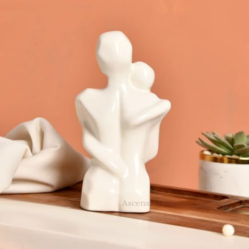 ascension Hugging Couple Sculptures Ceramic Romantic Couple Statue Family Figurine Decorative Showpiece for Valentine Gift Living Room House Warming Anniversary Birthday Office & Home Decor - Image 3