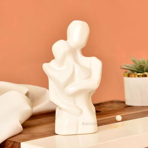 ascension Hugging Couple Sculptures Ceramic Romantic Couple Statue Family Figurine Decorative Showpiece for Valentine Gift Living Room House Warming Anniversary Birthday Office & Home Decor - Image 1