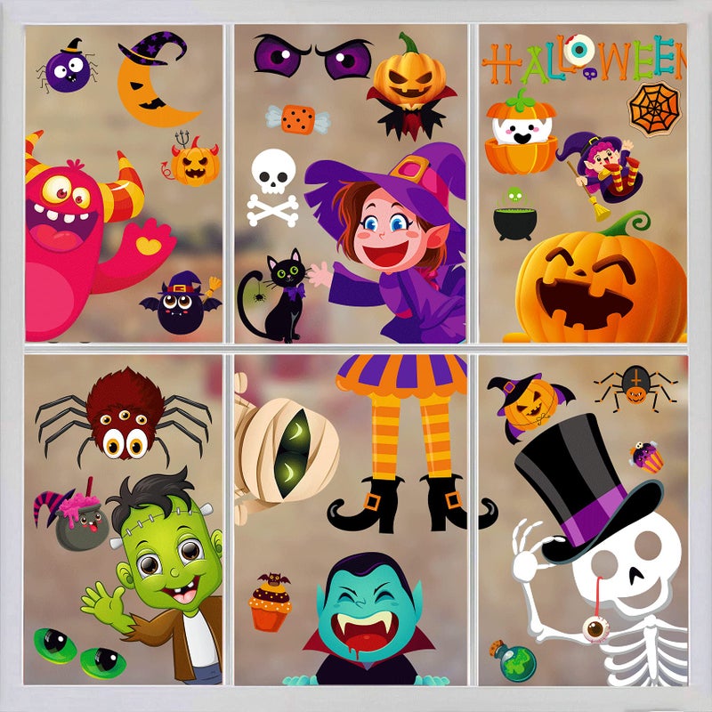 BAYLAY Halloween Window Clings  10 Sheets Halloween Window StickersDouble Sided Halloween Window Decorations Hallween Window Clings for Class Halloween Stickers - Image 1