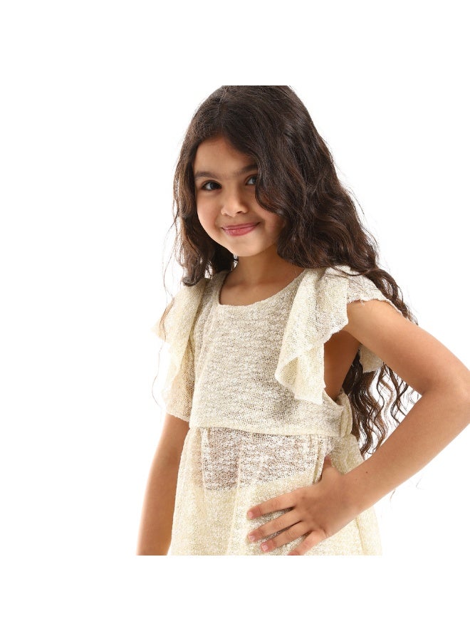 kady فستان كادي للبنات مزين بالدانتيل الخلفي - Image 4