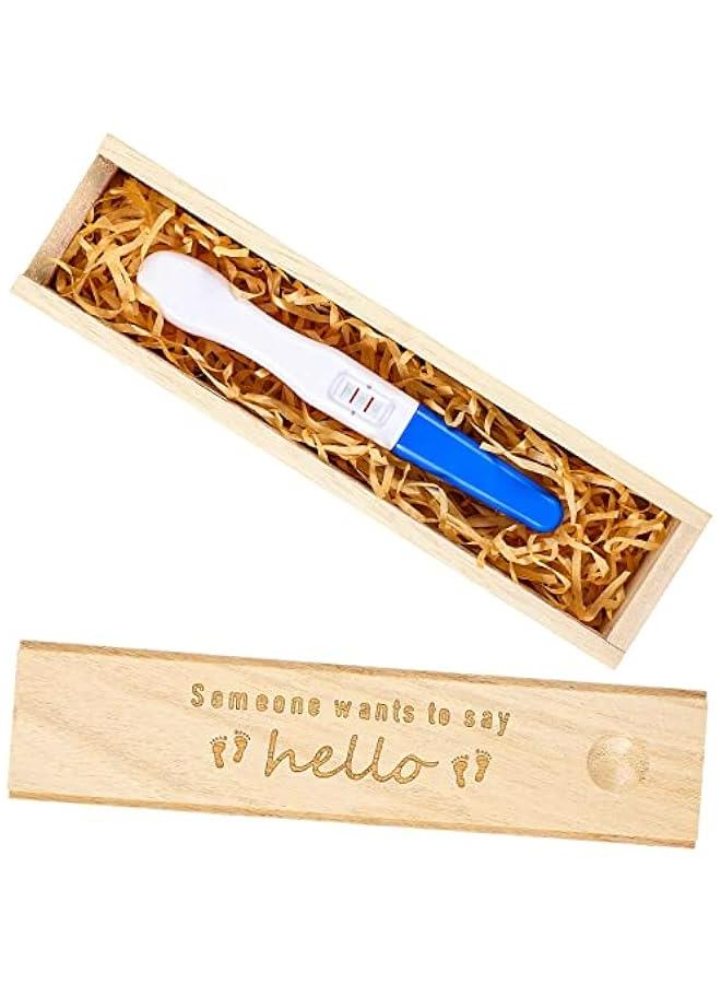 Pregnancy Test Keepsake Box Surprise Pregnancy Announcement Box Wooden Baby Announced Box Baby Reveal for Husband Grandparents Baby Memory Souvenir Collection Box with Raffia Ribbon(Classic) - Image 1