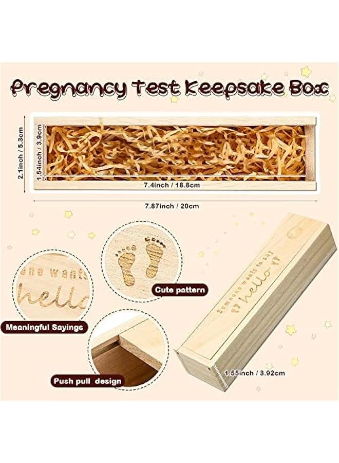 Pregnancy Test Keepsake Box Surprise Pregnancy Announcement Box Wooden Baby Announced Box Baby Reveal for Husband Grandparents Baby Memory Souvenir Collection Box with Raffia Ribbon(Classic) - Image 2