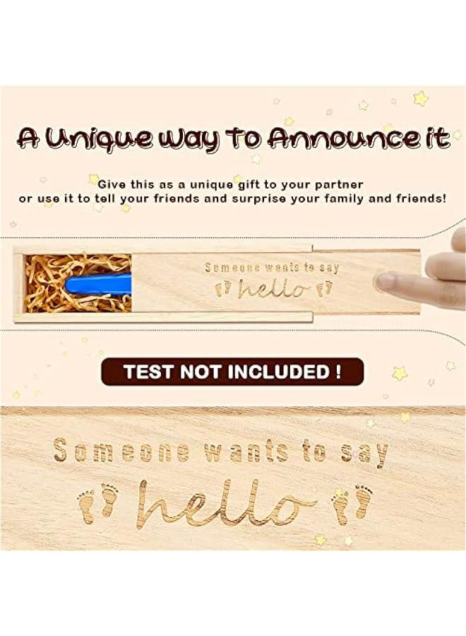 Pregnancy Test Keepsake Box Surprise Pregnancy Announcement Box Wooden Baby Announced Box Baby Reveal for Husband Grandparents Baby Memory Souvenir Collection Box with Raffia Ribbon(Classic) - Image 3
