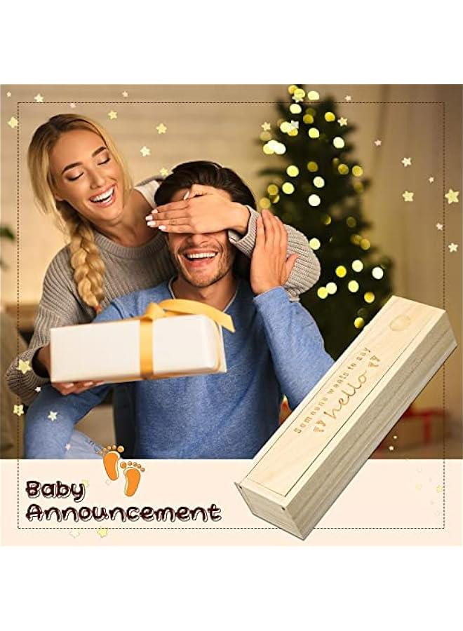 Pregnancy Test Keepsake Box Surprise Pregnancy Announcement Box Wooden Baby Announced Box Baby Reveal for Husband Grandparents Baby Memory Souvenir Collection Box with Raffia Ribbon(Classic) - Image 5