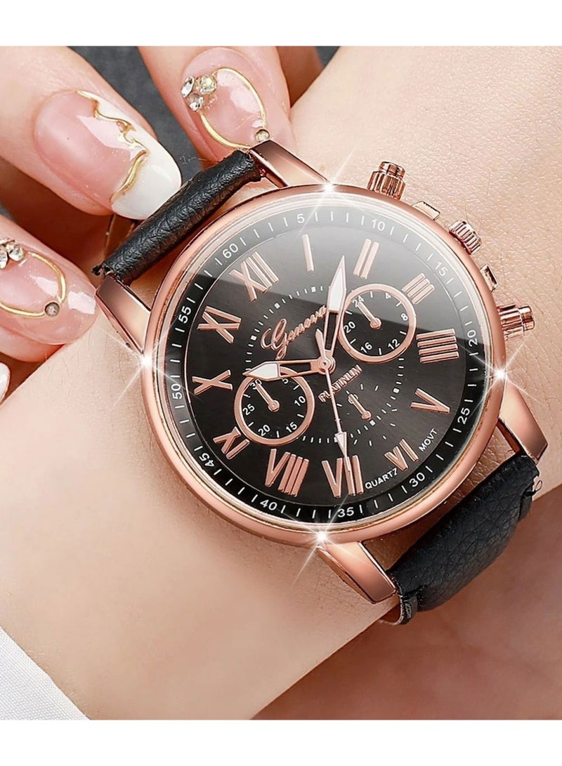 Geneva Women Watch Sets,4 Pcs Luxury Fashion Women Watch Set - Image 2