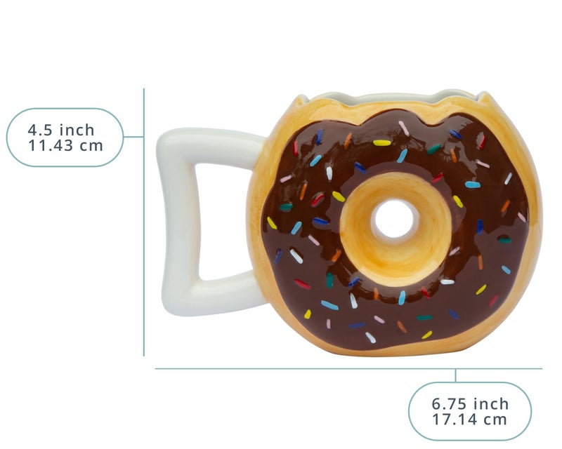 Comfify Ceramic Donut Cup â€“ Chocolate Glaze with Sprinkles â€“ Funny â€œMMM... Donuts!â€ Quote â€“ Best Cup for Coffee, Tea & More â€“ Large 14 oz â€“ Brown - Image 3