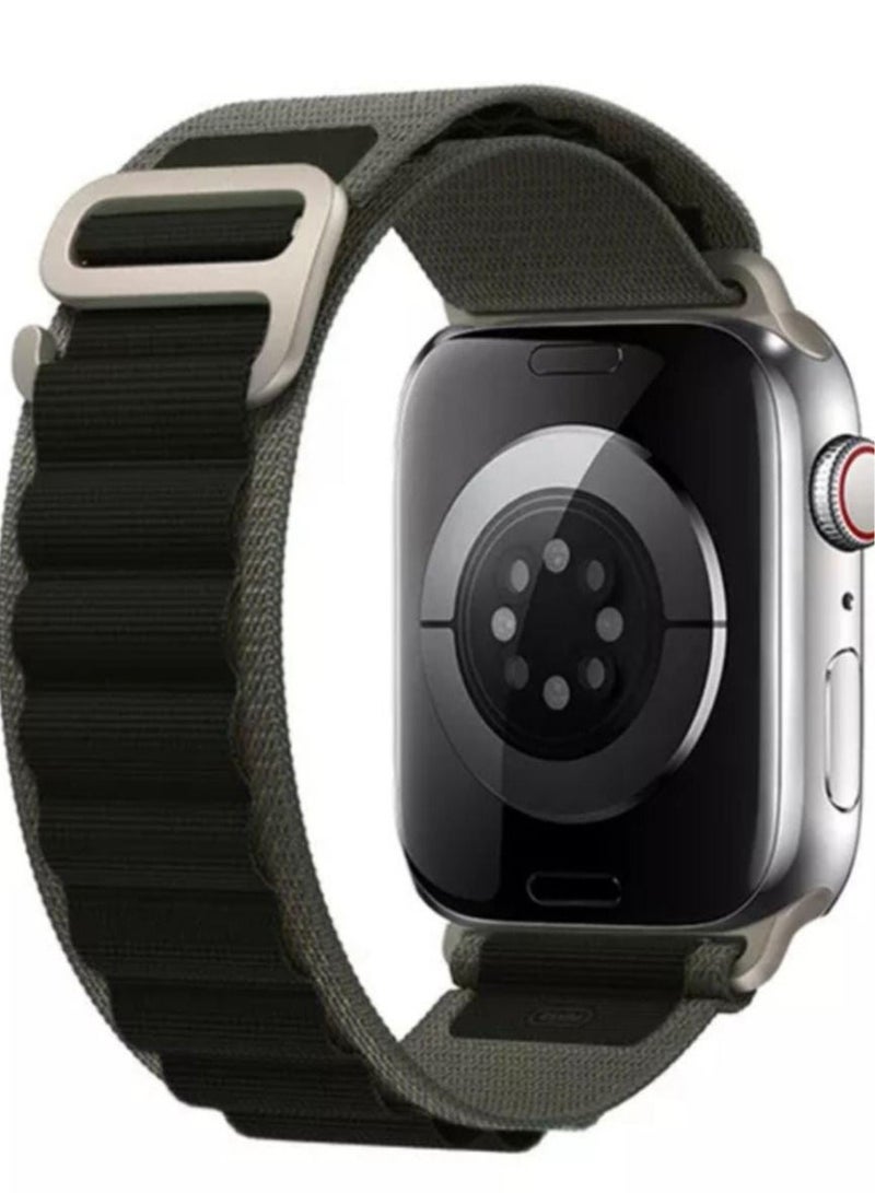 سوار ساعة ابل الجديد زيتي مع أسود مقاس 45